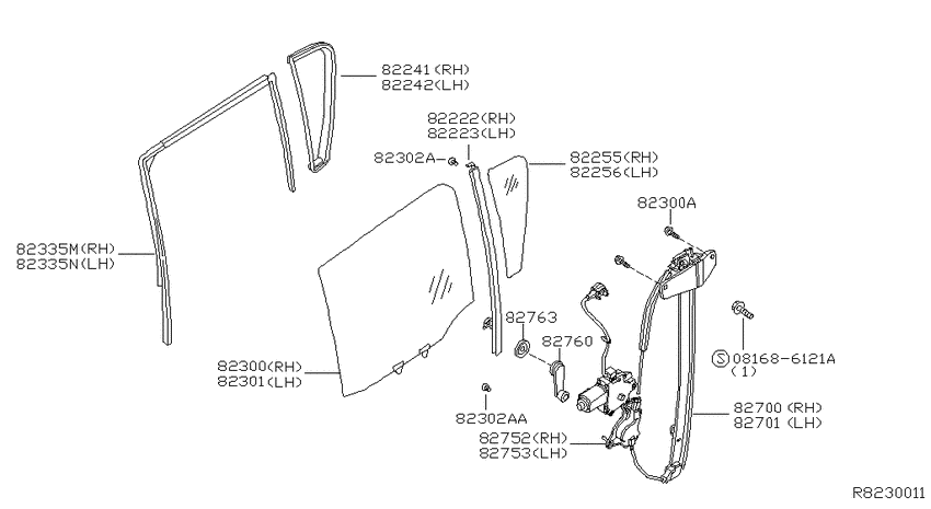 Rear door window & regulator