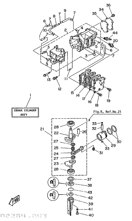Crankcase, cylinder & piston