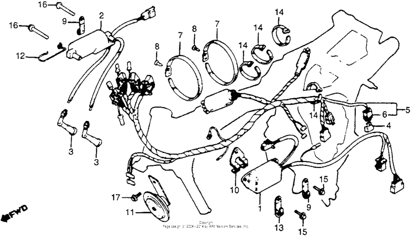 Wire harness + ignition coil + c.d.i. unit