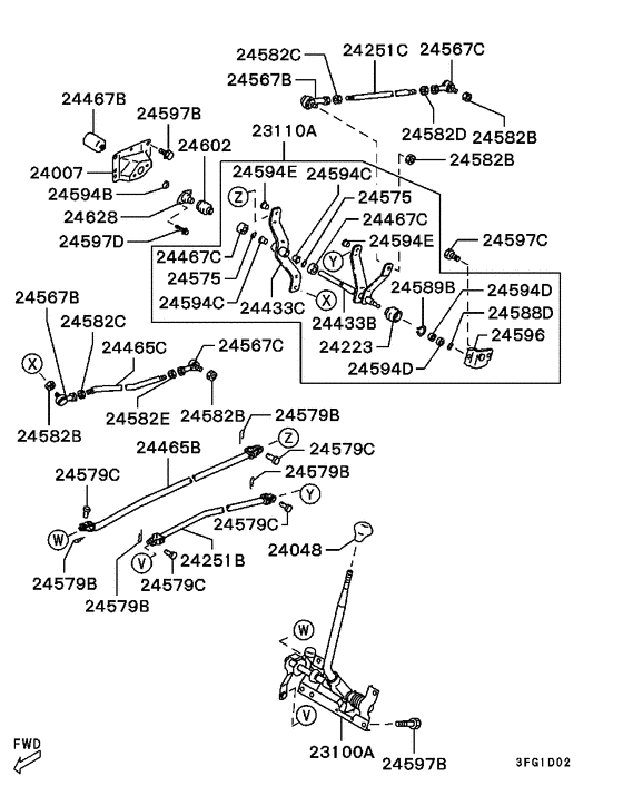 M/t floor shift linkage