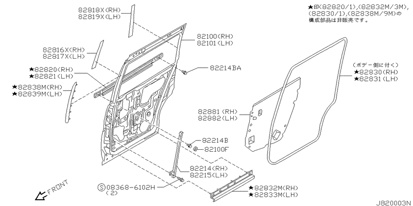 Rear door panel & fitting