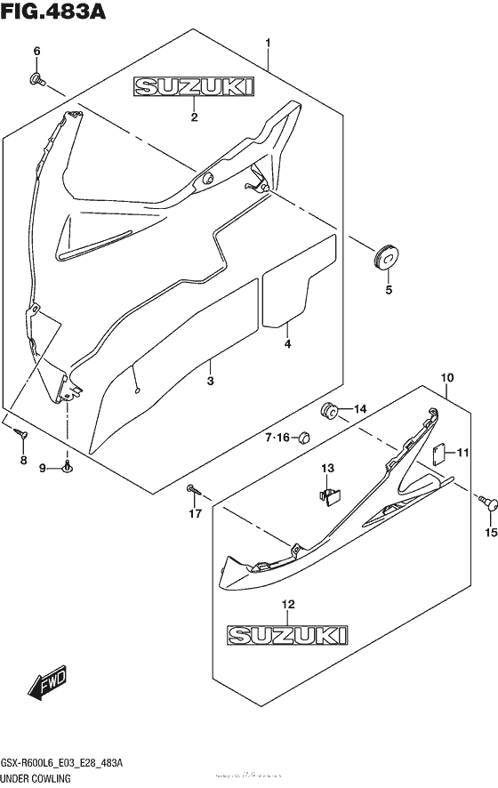 Under Cowling For Suzuki Gsx R Usa Canada Sales Region