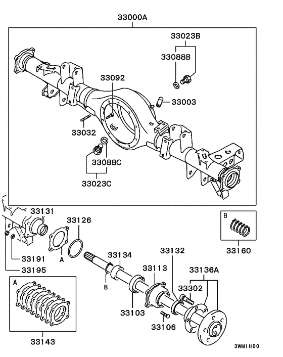 Rear axle housing & shaft
