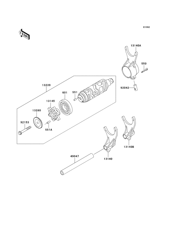 Gear change drum/shift fork(s)