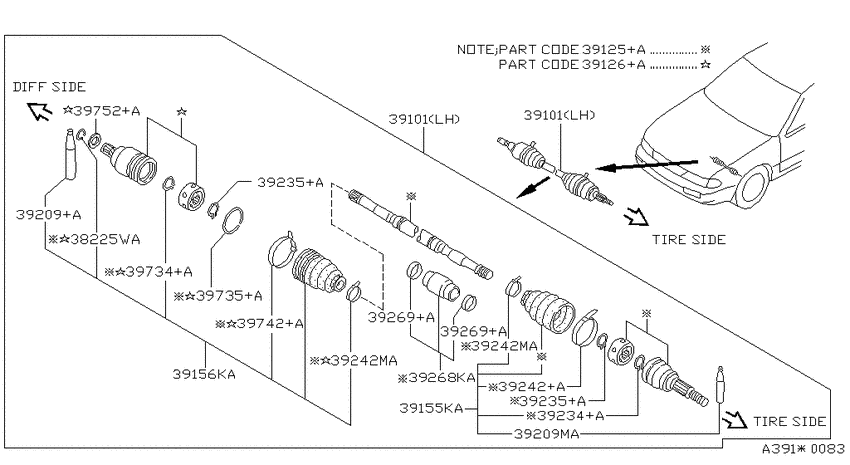 Front drive shaft (ff)