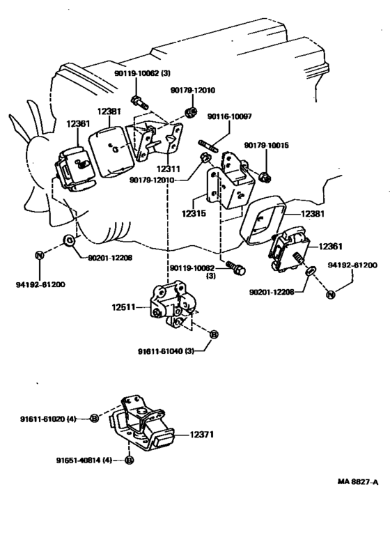 Mounting for 1988 - 1990 Toyota SUPRA MA70 | Japan sales region