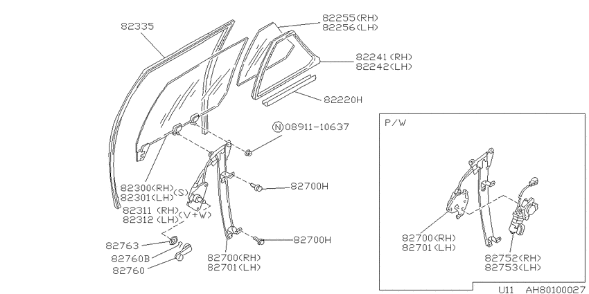rear door window & regulator