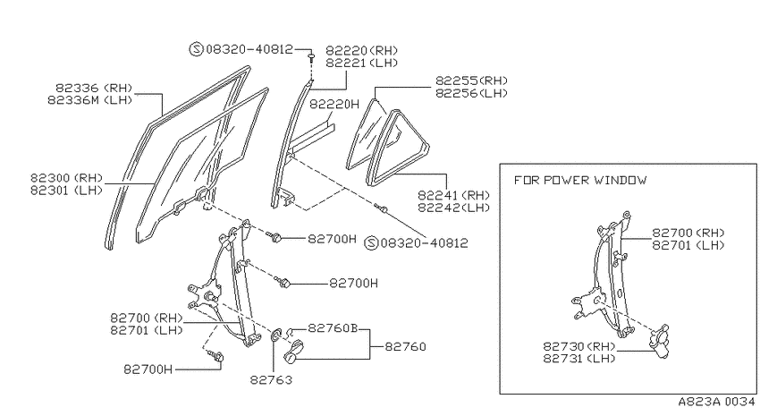 Rear door window & regulator