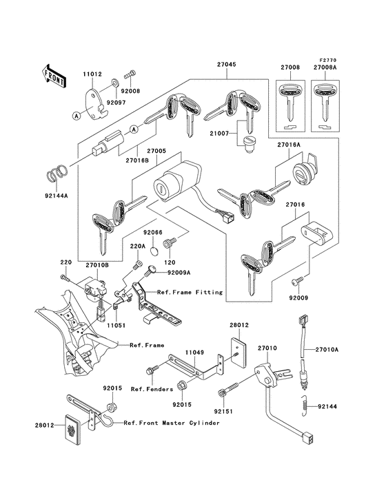 Ignition switch/locks/reflectors