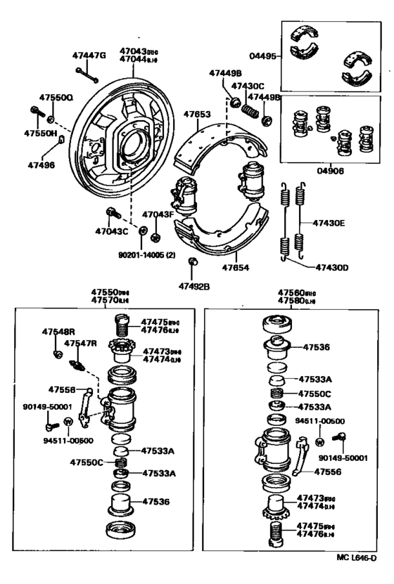 Rear Drum Brake Wheel Cylinder & Backing Plate