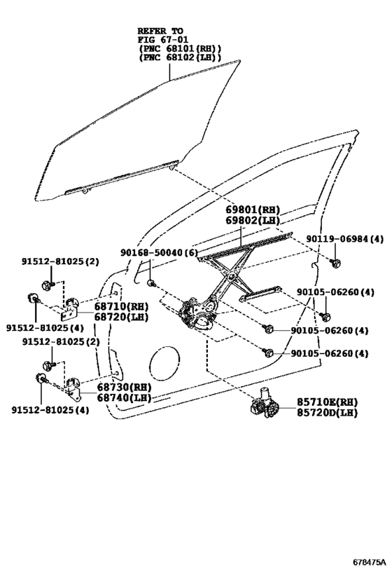 Front Door Window Regulator & Hinge