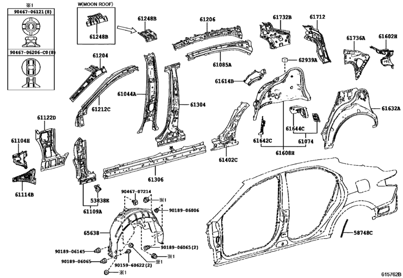 Side Member for 2017 2018 Toyota CAMRY/ VISTA/ AURION AXVA70 U.S.A. sales region, , 17789606