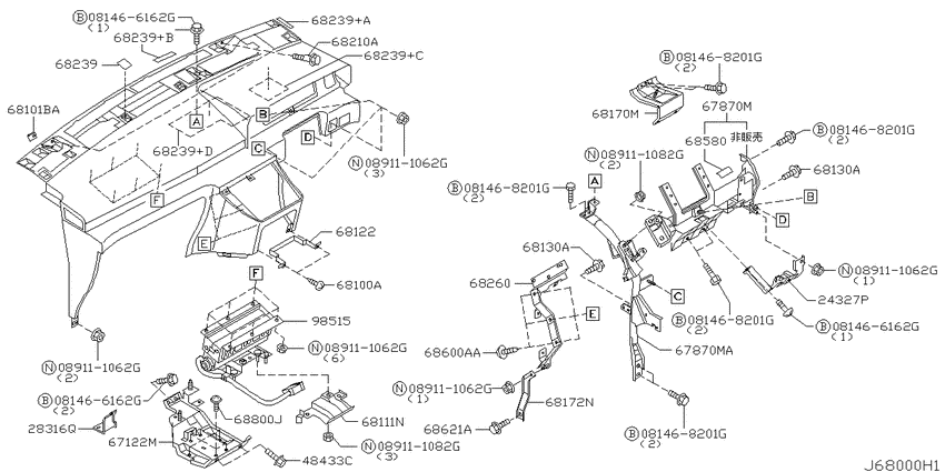 Instrument panel, pad & cluster lid
