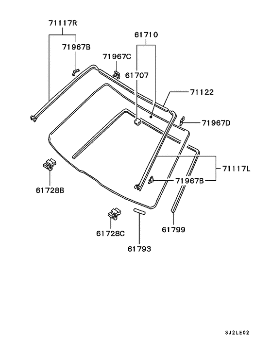 Windshield glass & moulding
