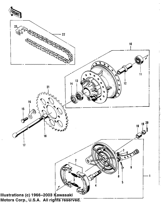 Rear hub/brake/chain
