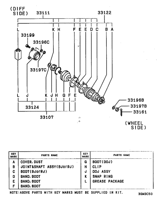 Rear axle drive shaft