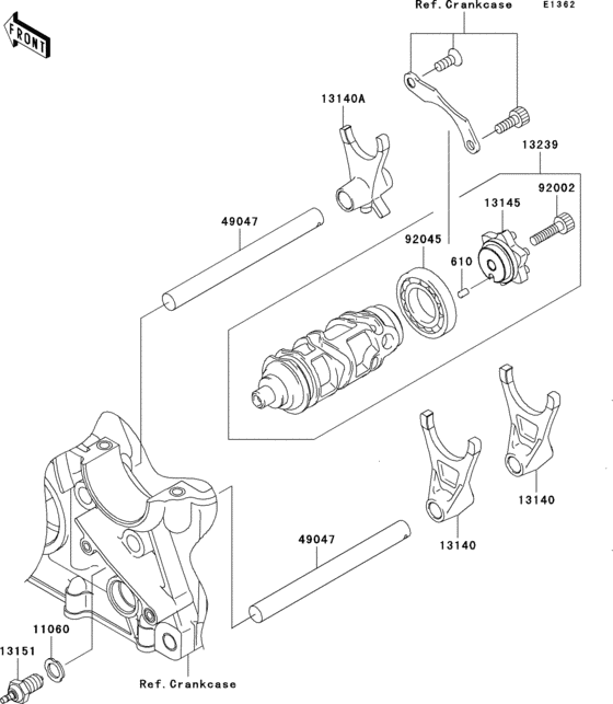 Gear change drum/shift fork(s)
