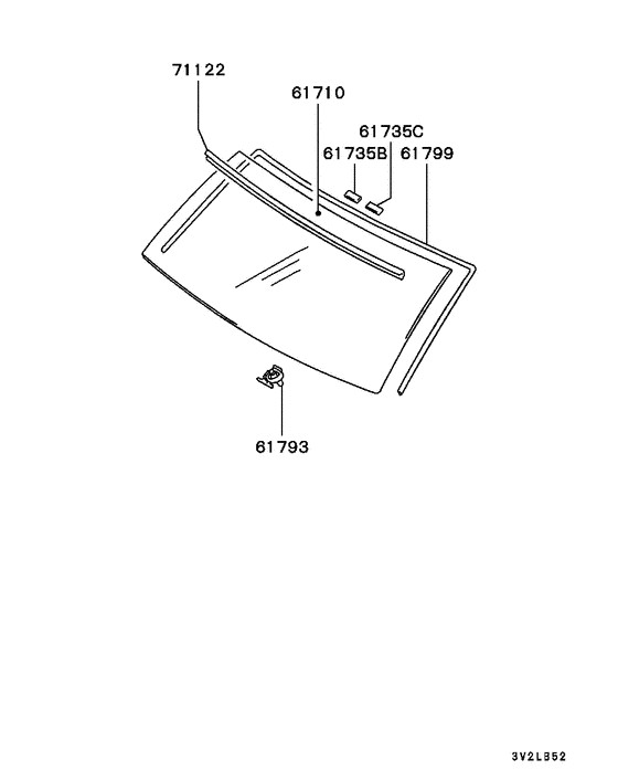 Windshield glass & moulding