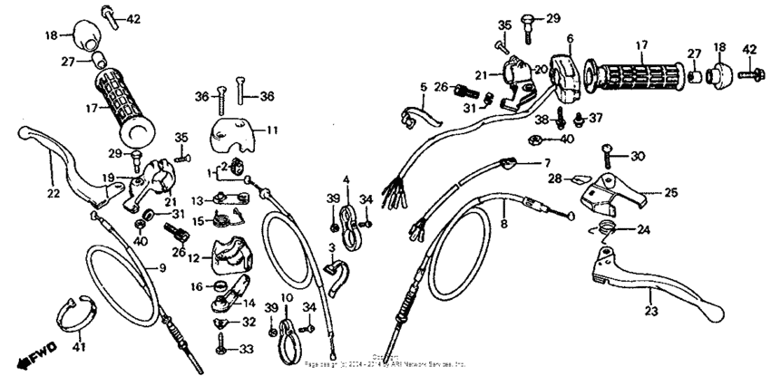 Control levers + switches + cables