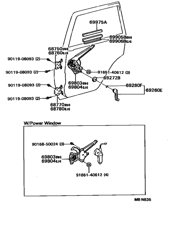 Rear Door Window Regulator & Hinge