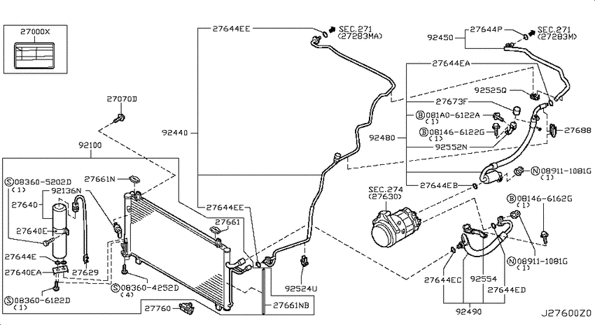 Condensor, liquid tank