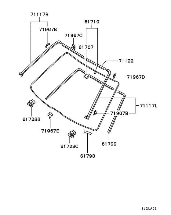 Windshield glass & moulding