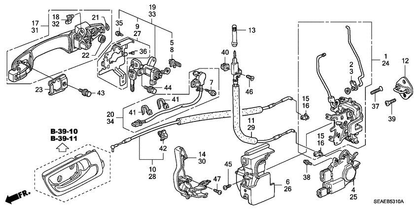 Front door locks/outer ha ndle