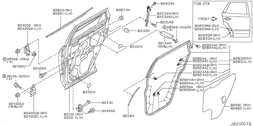 Rear door panel & fitting