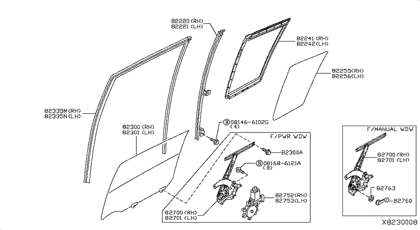 Rear door window & regulator