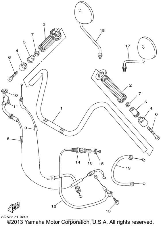 Steering handle & cable