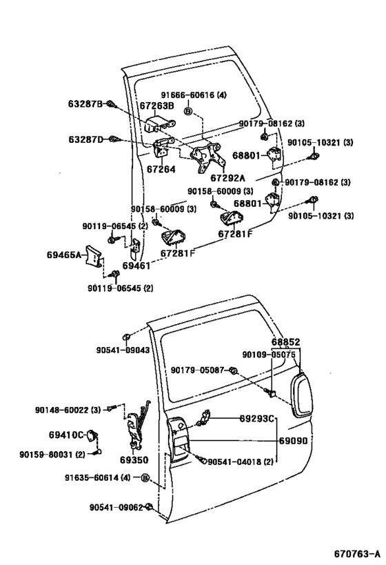 Back Door Lock & Hinge for 1995 2000 Toyota RAV4/VANGUARD SXA11