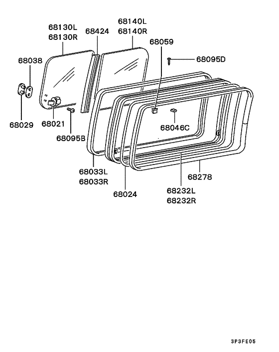 Rear door panel & glass