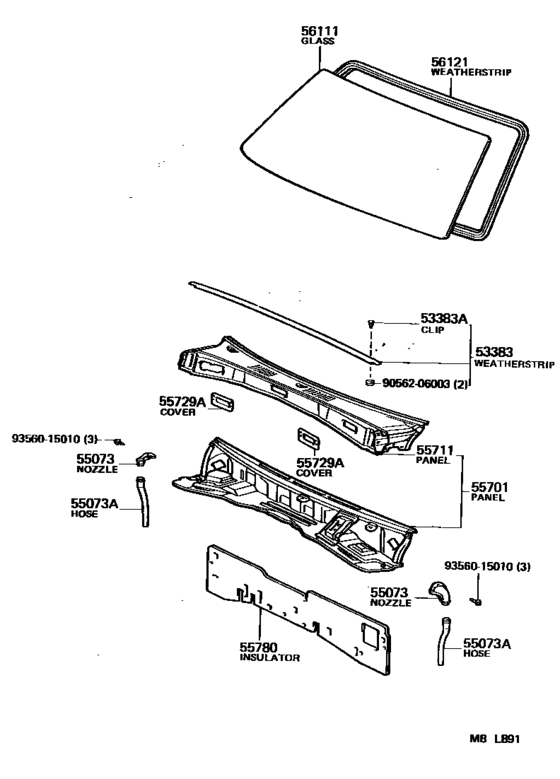Cowl Panel & Windshield Glass