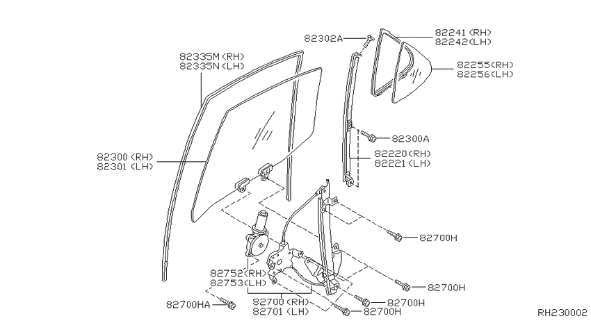Rear door window & regulator