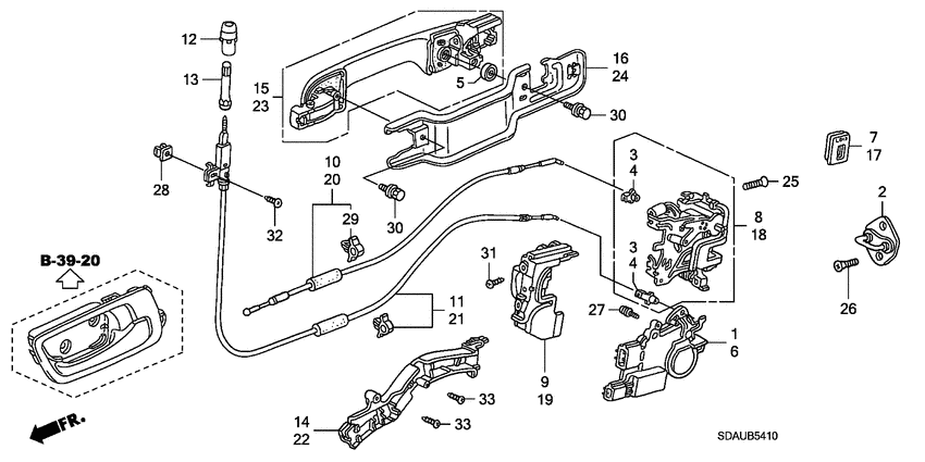Rear door locks/ outer handle