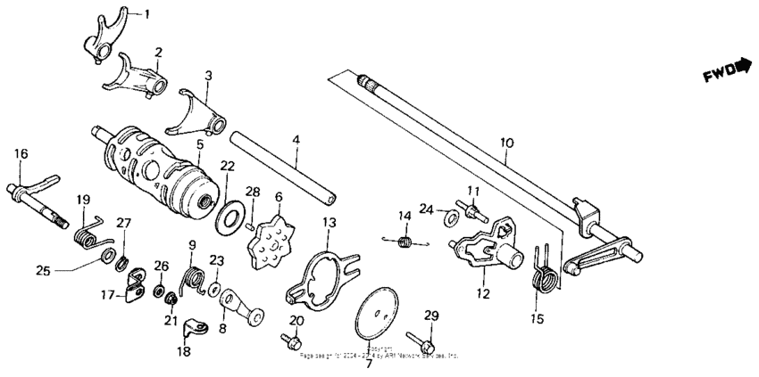 Gearshift drum + gearshift fork