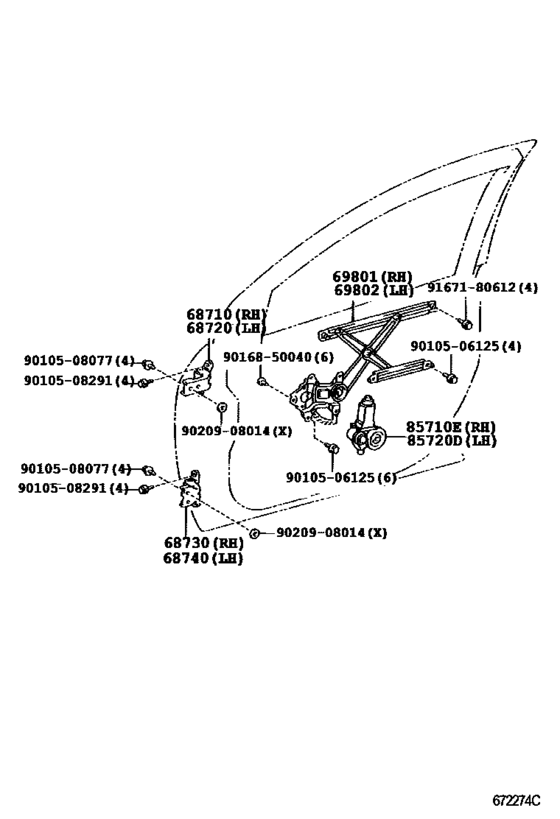 Front Door Window Regulator & Hinge