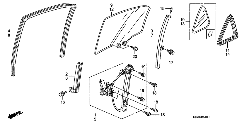 Rear door glass/regulator