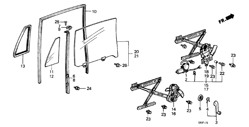 Rear door window/ regulator