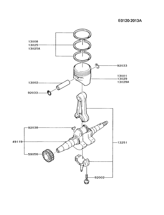 Piston/crankshaft