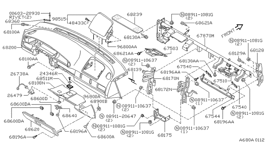 Instrument panel, pad & cluster lid