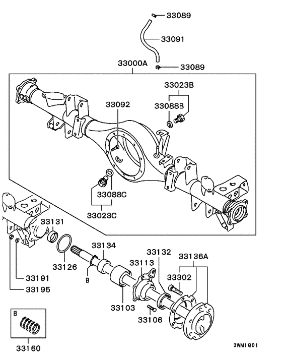 Rear axle housing & shaft