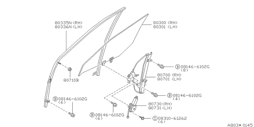 Front door window & regulator