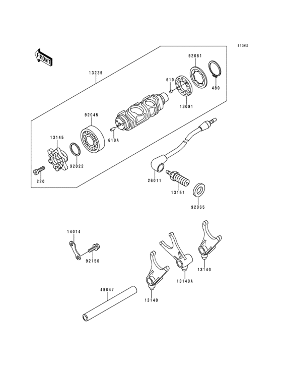 Gear change drum/shift fork(s)