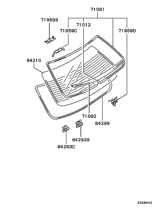 Rear window glass & moulding