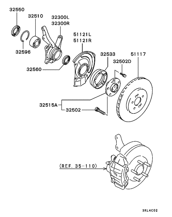 Front axle hub & drum