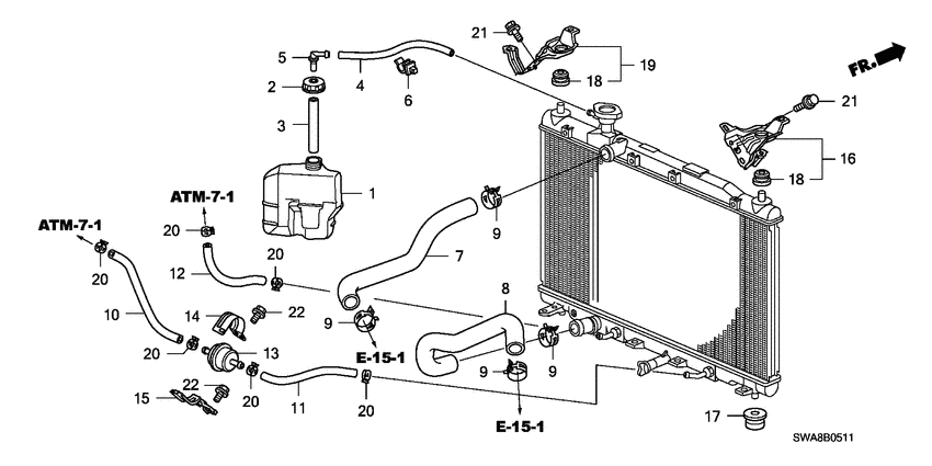 Radiator hose/reserve tan k
