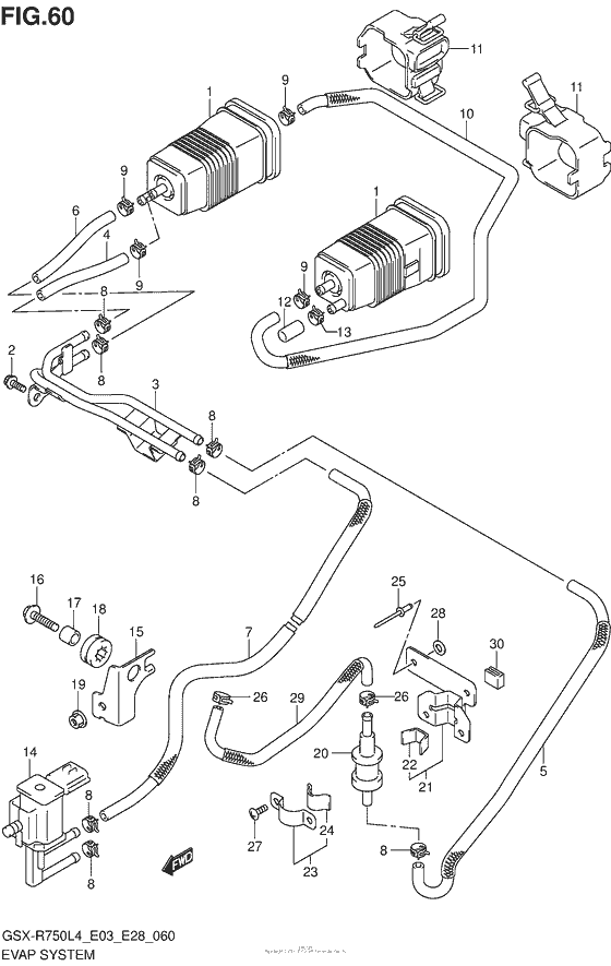 Система вентиляции бензобака (Gsx-R750L4 E33)