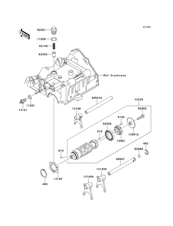 Gear change drum/shift fork(s)