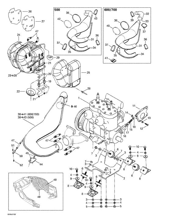 01- engine support and muffler